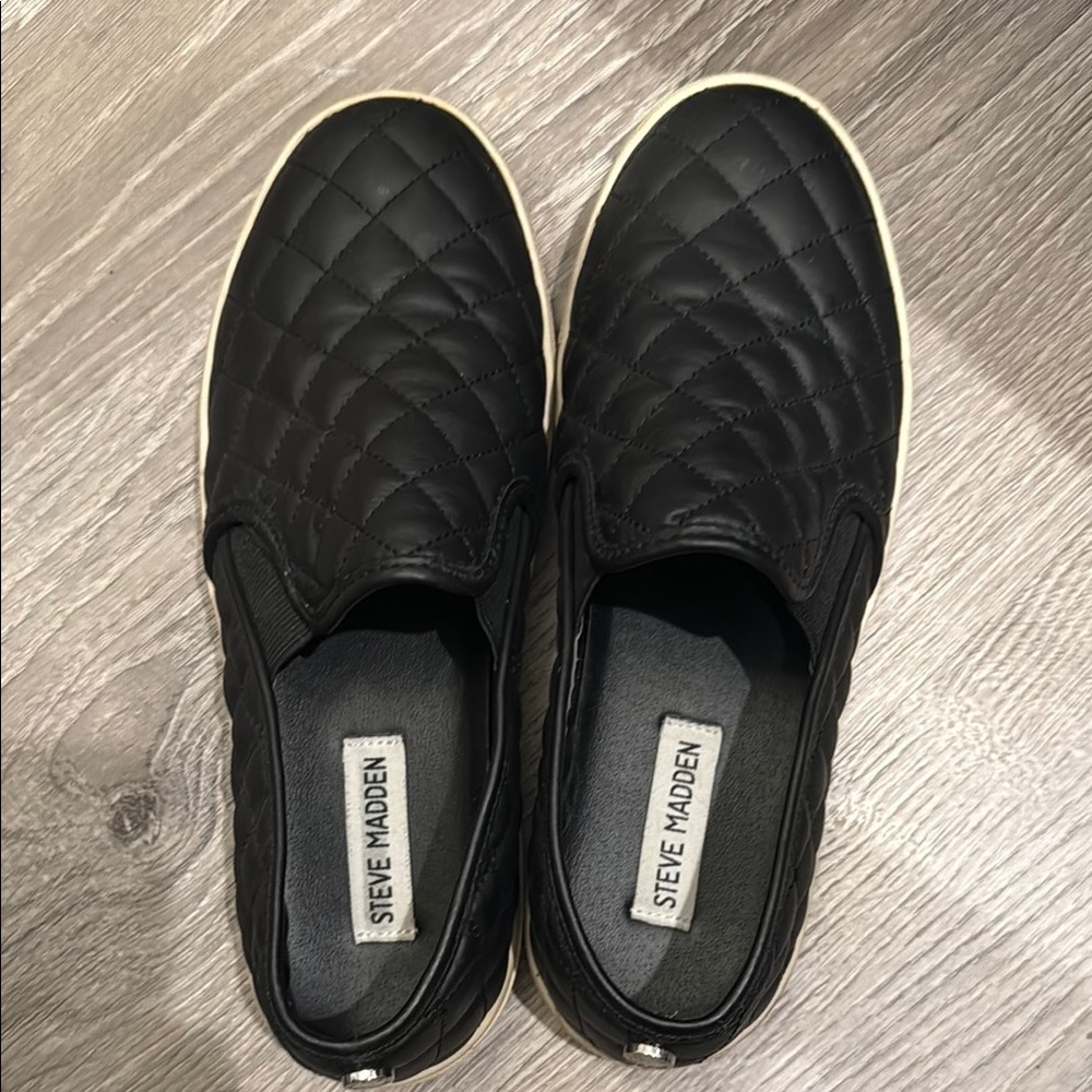 Steve Madden Black Quilted Slip-On Sneakers